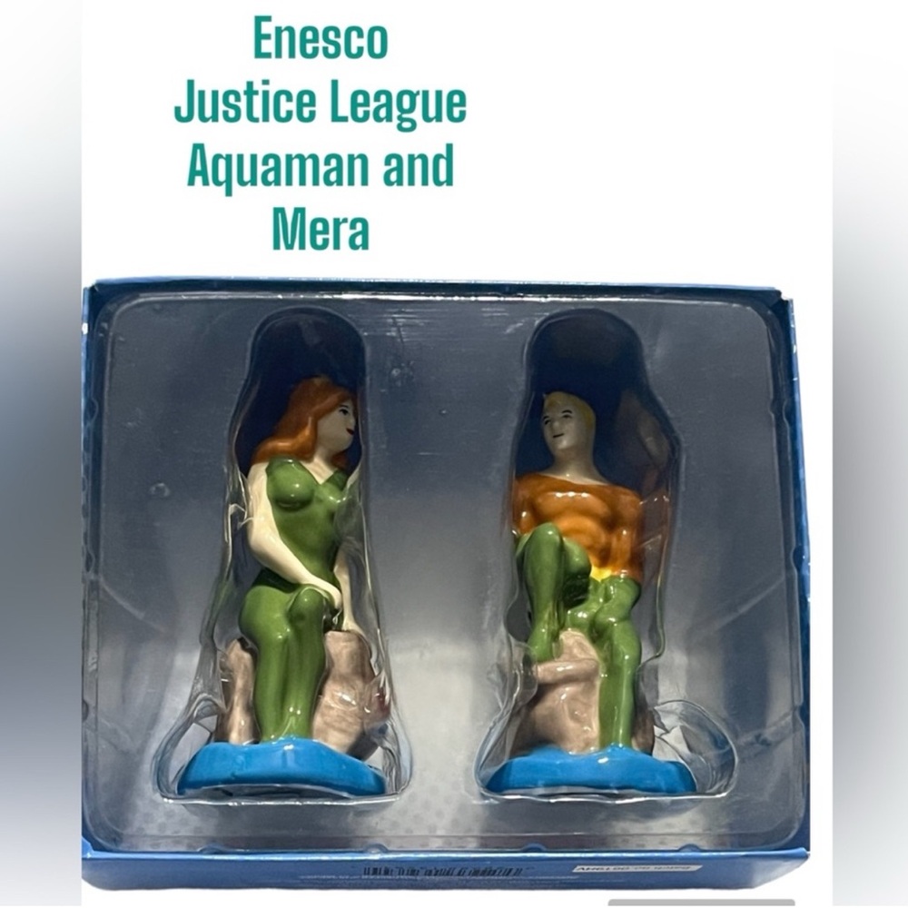 Justice League Salt and Pepper by Enesco DC Comics Aquaman and Mera NWT